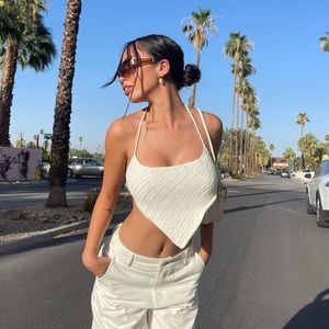 PrincessPolly crochet crop top white